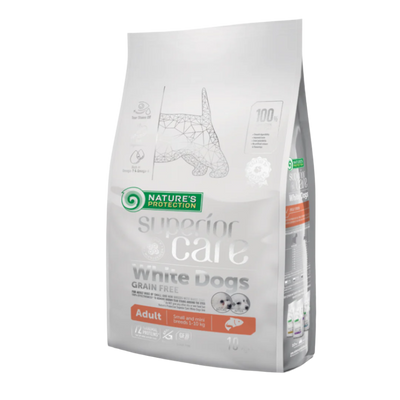 Nature's Protection White Dogs Adult Small Breed, SALMON - SMALL kibbles