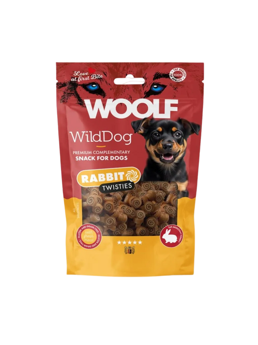 Woolf WildDog Twisties – Bløde Tyggegodbidder med Kanin & Torsk – 100 g