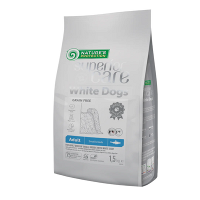Nature's Protection White Dogs Adult Small Breed, HERRING - SMALL kibbles