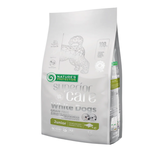 Nature's protection white dogs junior small breed, white fish - small kibbles