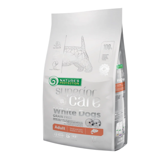 Nature's protection white dogs adult small breed, salmon - small kibbles