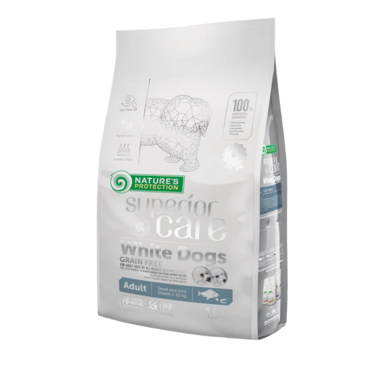 Nature's protection white dogs adult small breed, white fish - small kibbles