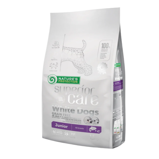 Nature's protection white dogs junior all breed, salmon - small kibbles