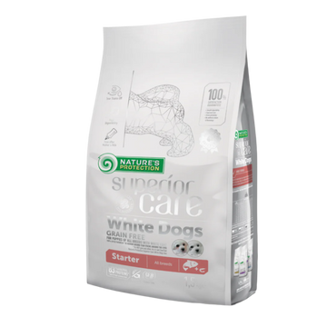 Nature's protection white dogs starter, all breed, salmon - small kibbles
