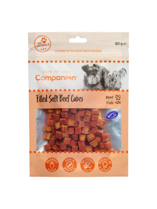 Companion Soft Beef Cubes med Oksekød, Laks & Torsk
