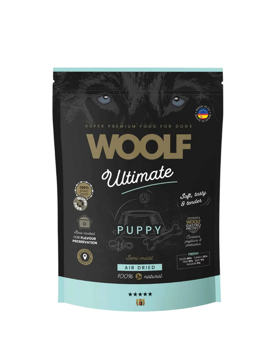 Woolf Ultimate Puppy Tørfoder med smag af and, kalkun, fisk og oksekød