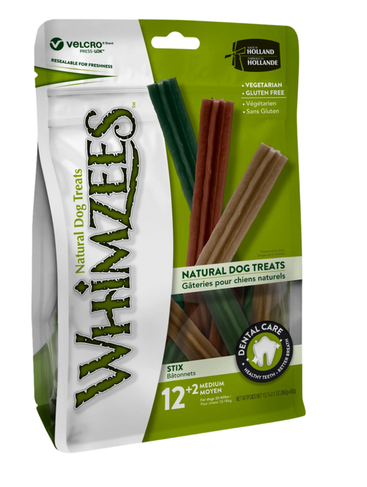 Whimzees veggie stix medium 12+2 stk