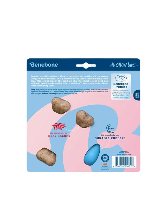 Benebone Puppy 2-Pack Rubber Bone & Wishbone Bacon – Tyggelegetøj til hvalpe