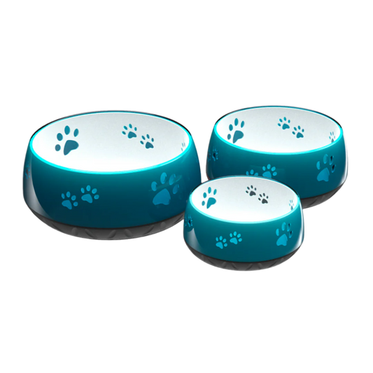 Vandskål med poteaftryk petroleumsblå (flere størrelser)