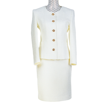 CBK Suits New Tweed Look Suit Off White