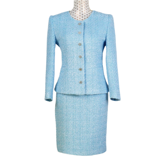 CBK Suits New Tweed Look Blazer Light Blue
