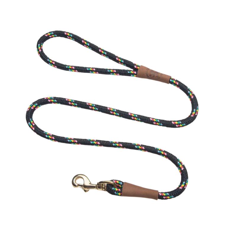 Mendota hundeline Black Confetti 1.8 meter lang, 13 mm tyk