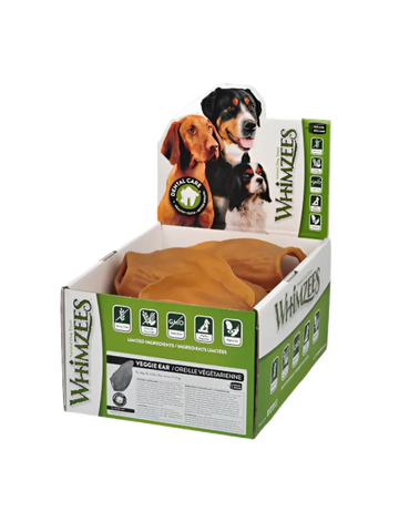 Whimzees Øre Vegetarisk Tyggeben til Hunde – Box af 18 stk.