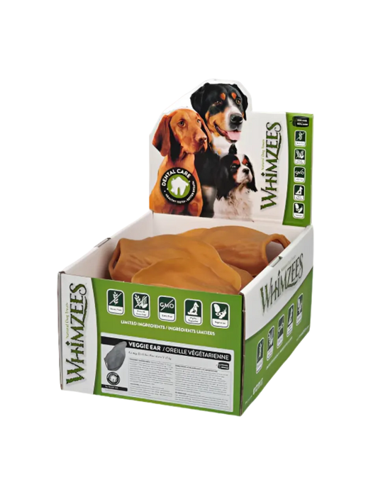 Whimzees Øre Vegetarisk Tyggeben til Hunde – Box af 18 stk.