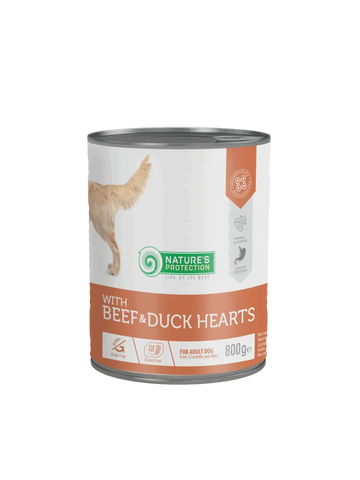 Nature’s Protection Vådfoder til voksne hunde med oksekød og andehjerter – 800 g