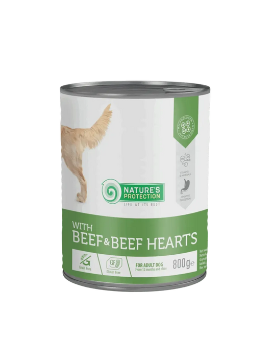 Nature’s Protection Vådfoder til voksne hunde med oksekød og oksehjerter – 800 g