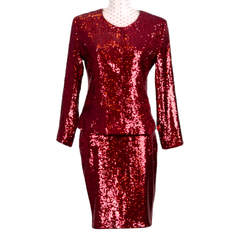 CBK Suit, Erva Paillet Jakke - Bordeaux