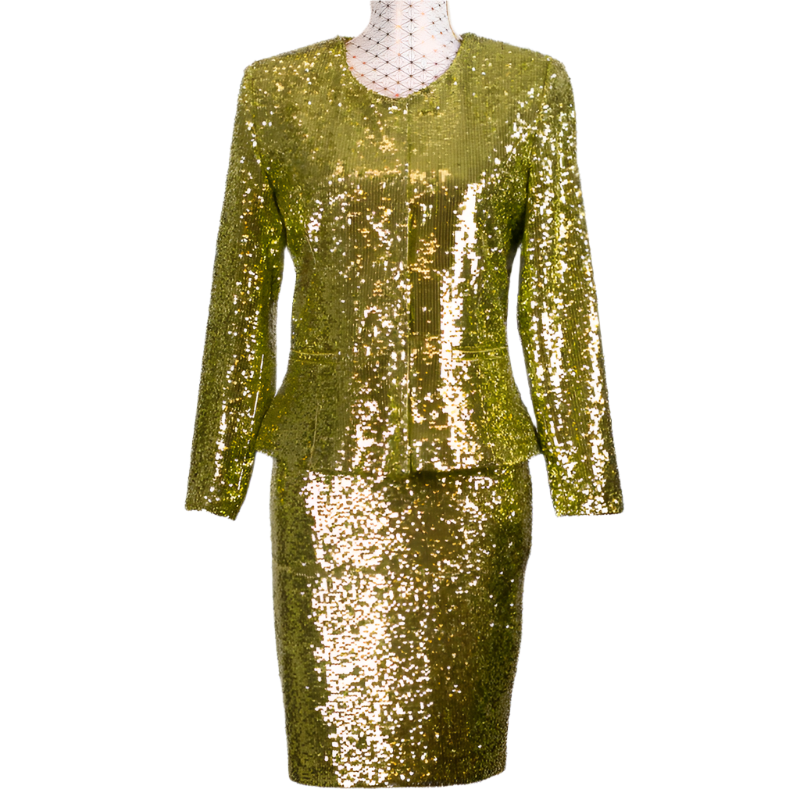 CBK Suit, Erva Paillet Jakke - Lime