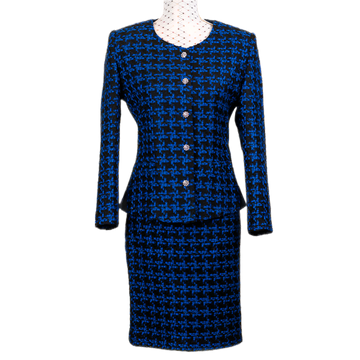 CBK Suits Tweed Look Blazer Blue Ekose Pattern