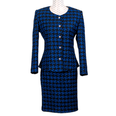 CHANEL LOOK BLAZER BLUE EKOSE PATTERN