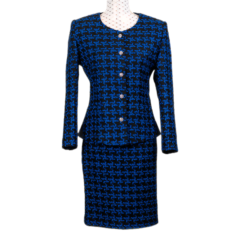 CHANEL LOOK BLAZER BLUE EKOSE PATTERN