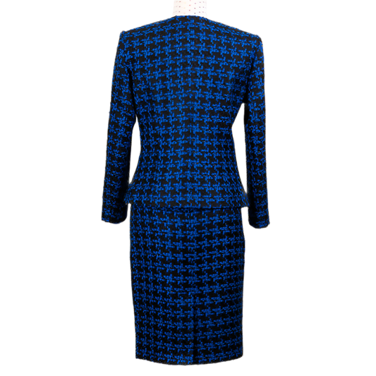 CBK Suits Tweed Look Blazer Blue Ekose Pattern