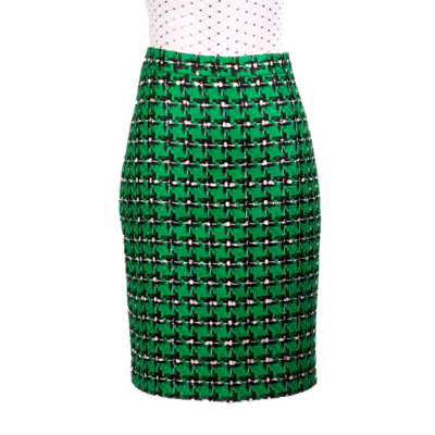 CHANEL LOOK SUIT GREEN EKOSE PATTERN