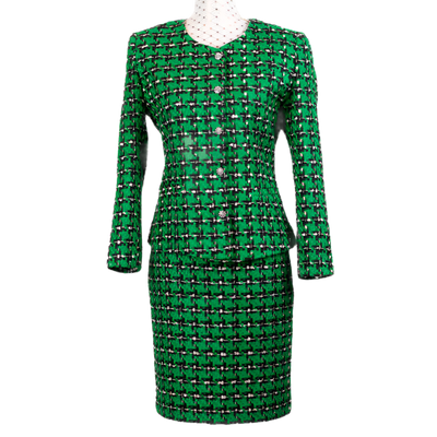 CBK Suit, Chanel Look Jakke - Green Ekose Pattern