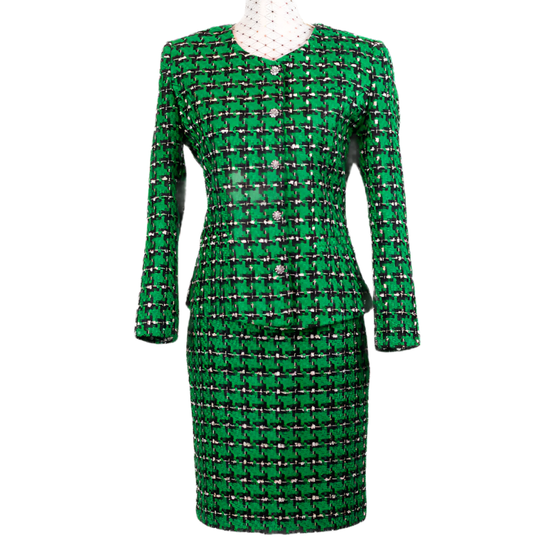 CBK Suit, Chanel Look Jakke - Green Ekose Pattern
