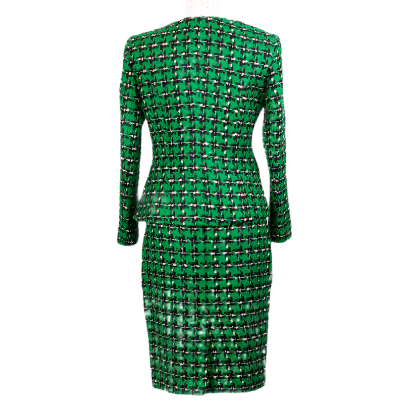 CHANEL LOOK SUIT GREEN EKOSE PATTERN
