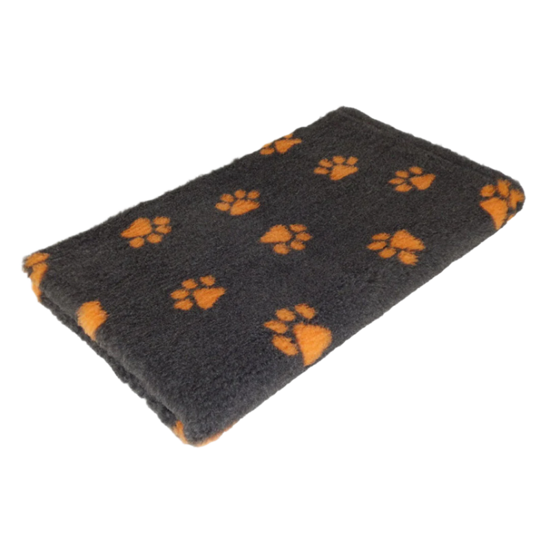 Skridsikker Vetbed Koksgrå med Orange Poter 100 x 150 cm - 30 mm tykt