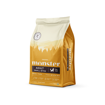 Monster original adult, chicken & turkey, small bites