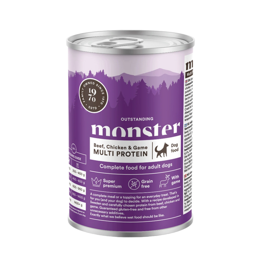 Monster vådfoder 400 gram multi protein beef, chicken & game
