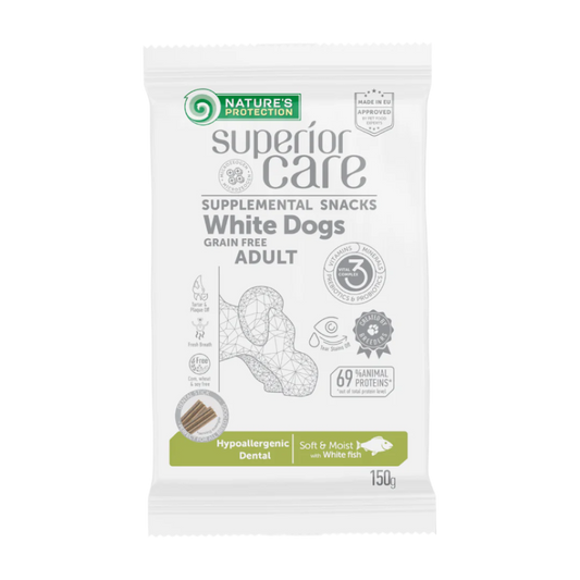 Nature's Protection White dogs hypoallergenic dental, white fish 150 g