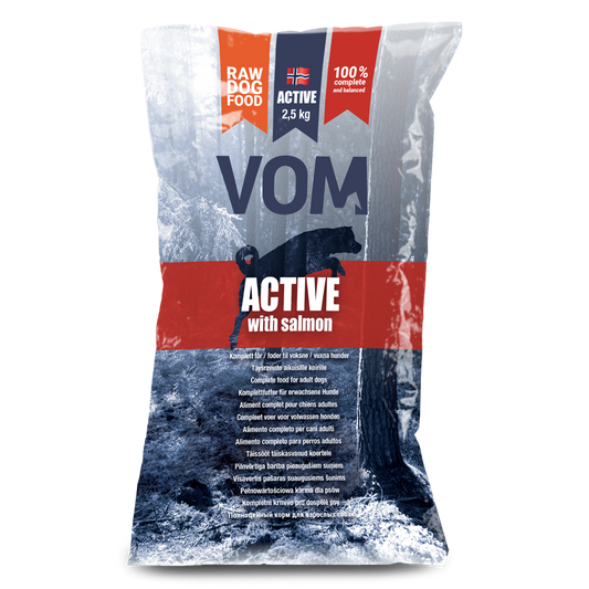 Vom og Hundemat active fuldfoder med laks kødboller 2.5kg