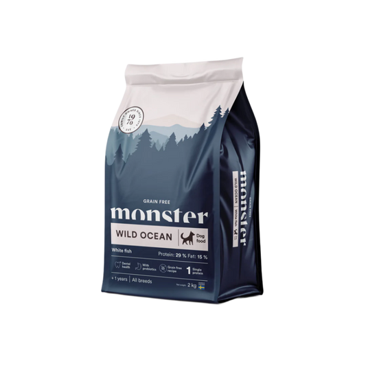 Monster grain free wild ocean white fish & sweet potatos, all breed