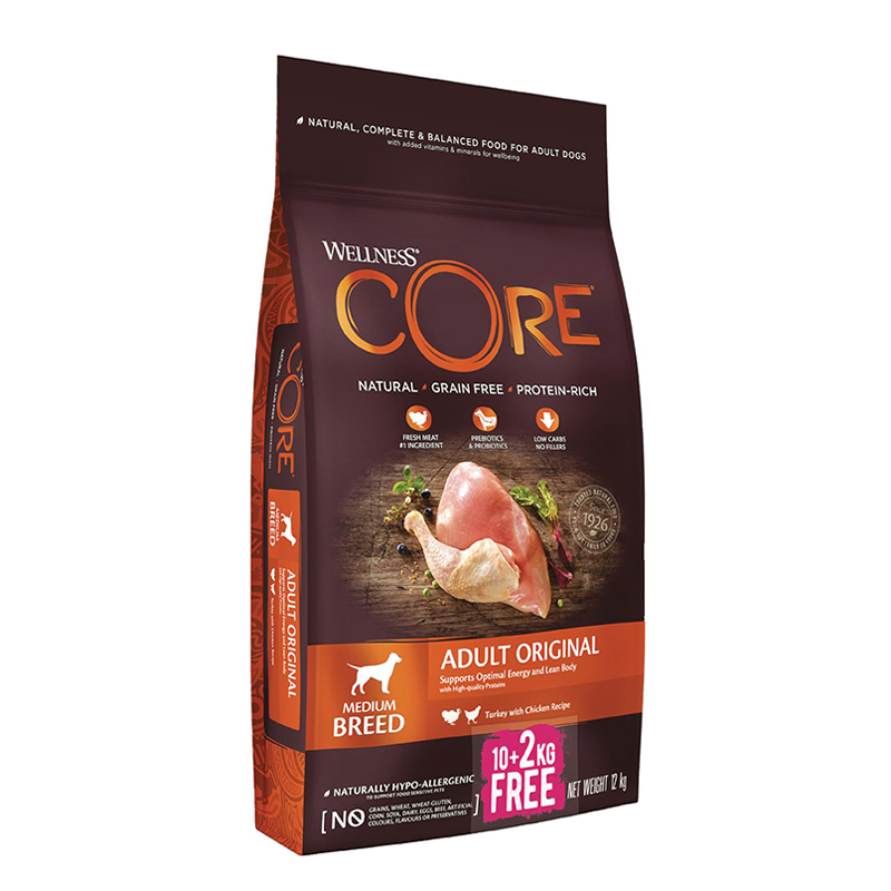 CORE 10+2 kg core adult original medium breed , chicken & turkey