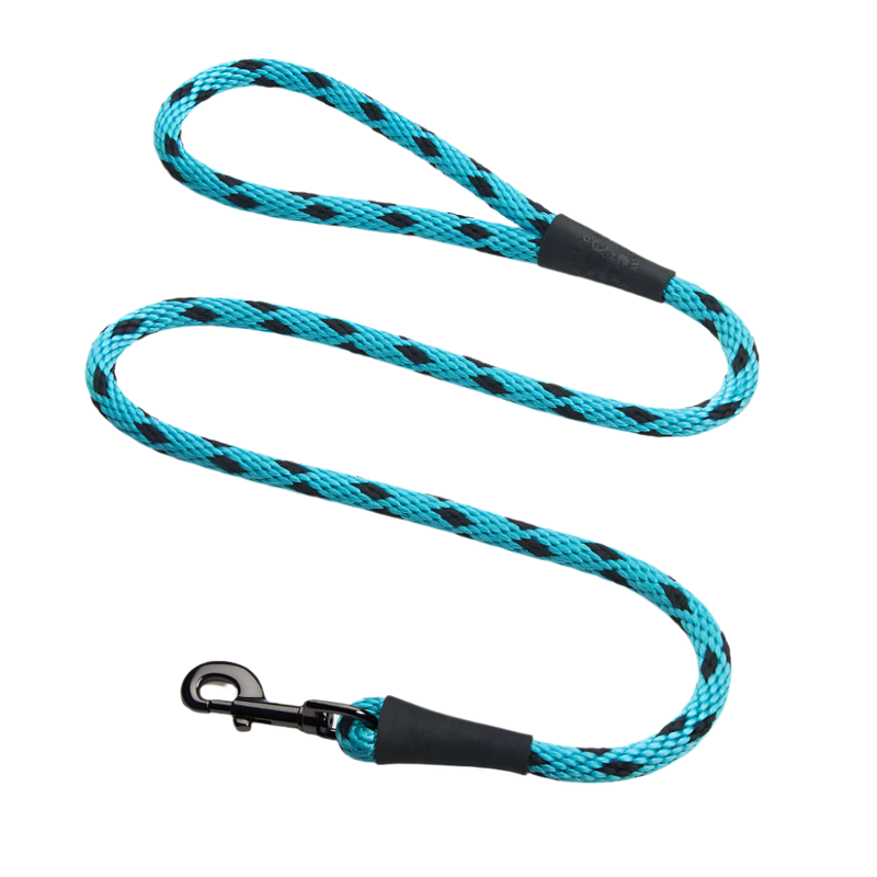 Mendota hundeline Black Ice Turqouise 1.8 meter lang, 13 mm tyk