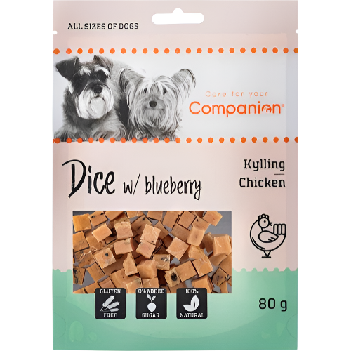 Companion dice med blåbær og kylling