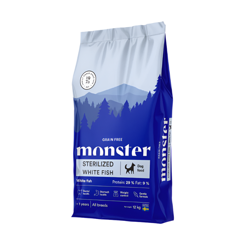 Monster Grain Free Sterilized White fish, All Breed