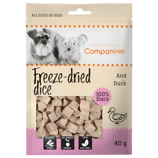 Companion freeze dried dice and 40g