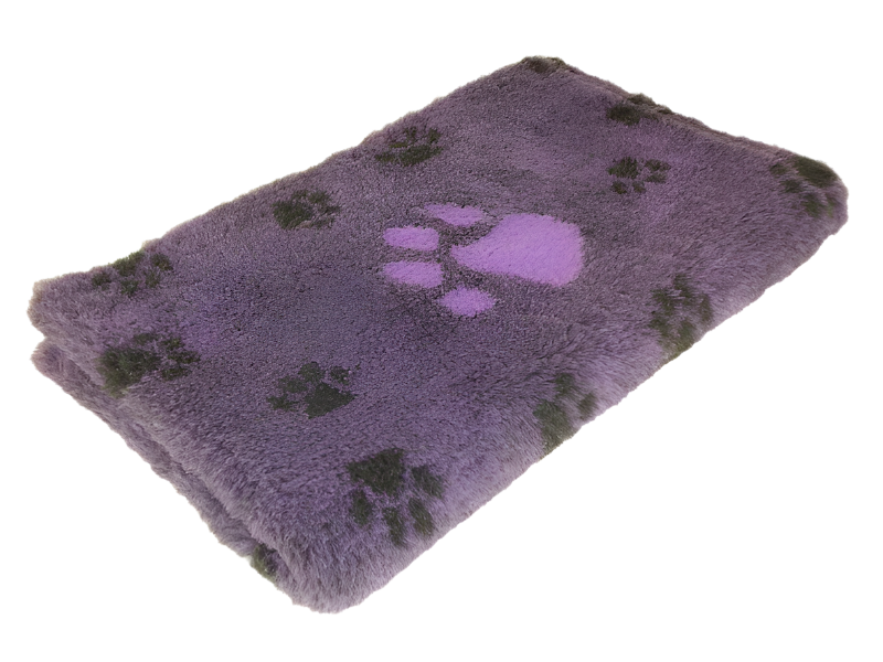 CBK Skridsikker vetbed lilla med poter 100x150cm - 30mm tykt