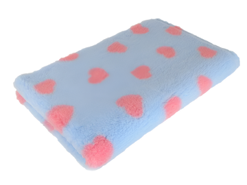 CBK Skridsikker vetbed lyseblå med hjerter 100x150cm - 30mm tykt