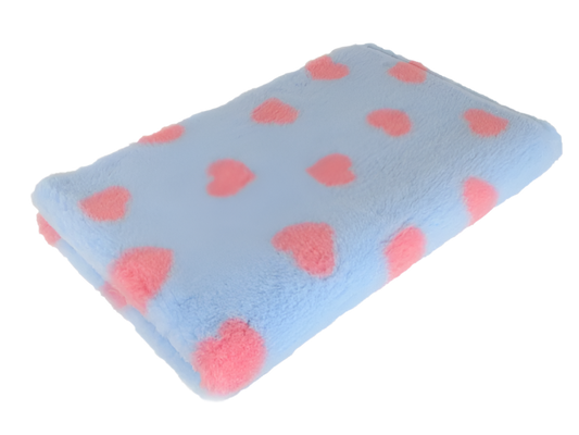 CBK Skridsikker vetbed lyseblå med hjerter 100x150cm - 30mm tykt