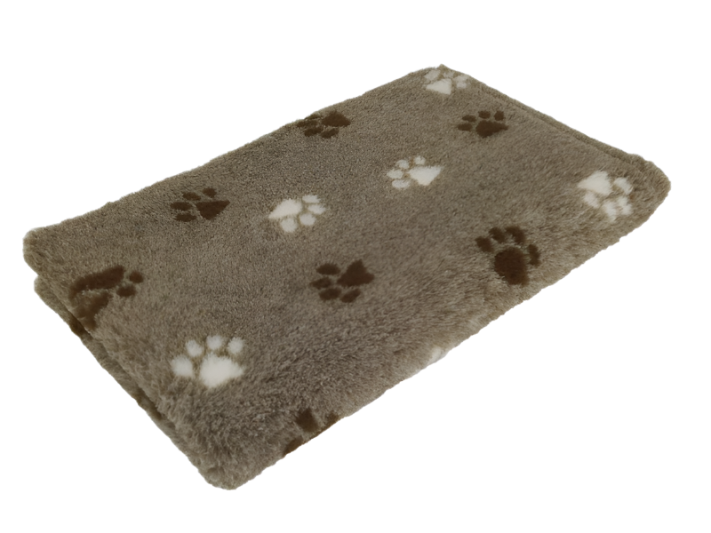 Skridsikker Vetbed Brunmeleret med 2 Farvet Poter 100 x 150 cm - 30 mm tykt