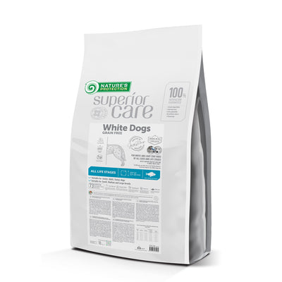 Nature's Protection White Dogs Adult All Breed, WHITE FISH - MEDIUM Kibbles