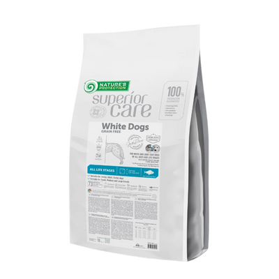 Nature's Protection White Dogs Adult All Breed, WHITE FISH - MEDIUM Kibbles