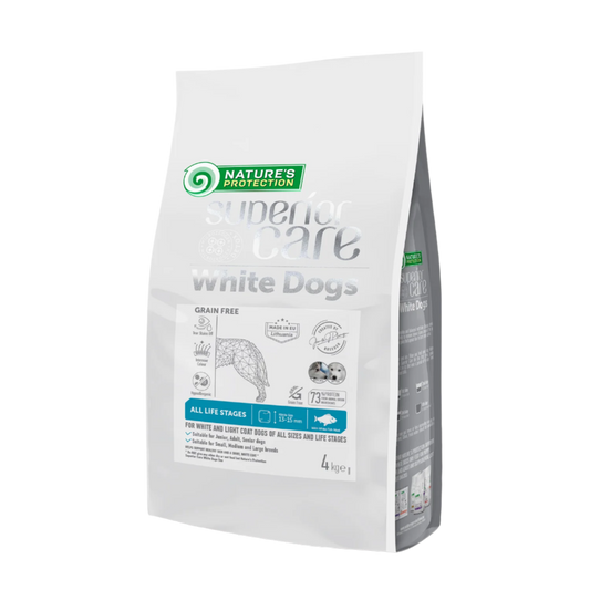 Nature's Protection White dogs adult all breed, white fish - medium kibbles