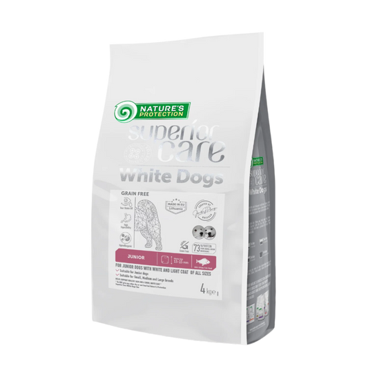Nature's Protection White dogs junior all breed, white fish - medium kibbles