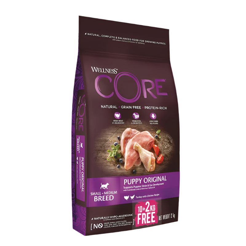 CORE 10+2 kg gratis, core puppy original chicken, small/medium breed